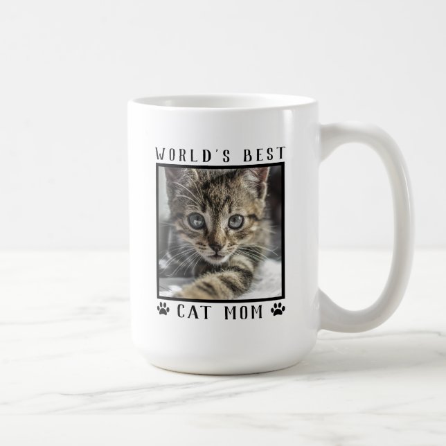 Världens Bästa Kattmamma med Ditt Kattfoto Kaffemugg (Höger)