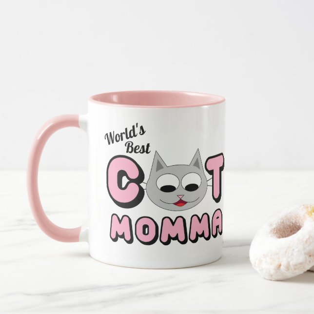 Världens Bästa Kattmamma Rosa Mugg (Med munk)