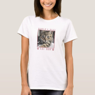 Världens Bästa Kattmamma Rosa Tassavtryck Djur Fot T Shirt