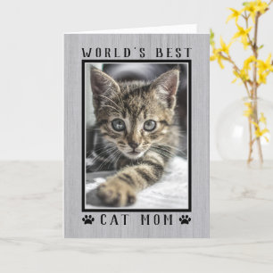 Världens Bästa Kattmamma Rustik Morsdags Foto Kort