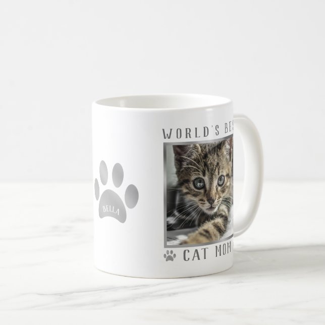 Världens Bästa Kattmamma Silvergrå Folie Kloftotog Kaffemugg (Framsida höger)