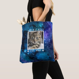 Världens Bästa Kattmamma Tassavtryck Foto Ram Rymd Tygkasse