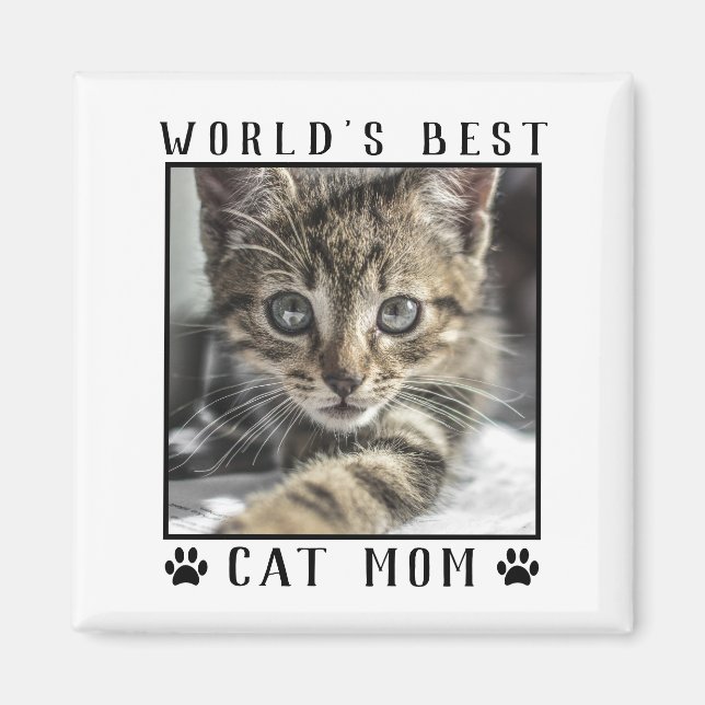 Världens Bästa Kattmamma Tassavtryck Fotoram Magnet (Framsidan)