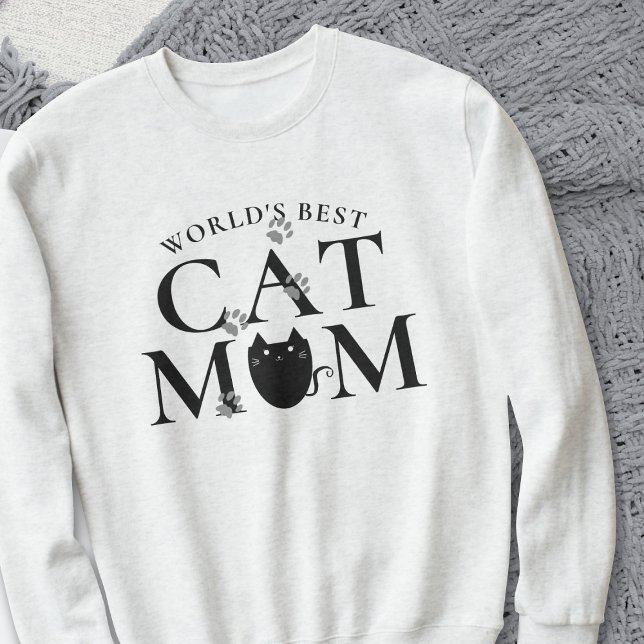 Världens Bästa Kattmamma Tassavtryck Söt Tröja (World's Best Cat Mom sweatshirt because you are the best!)
