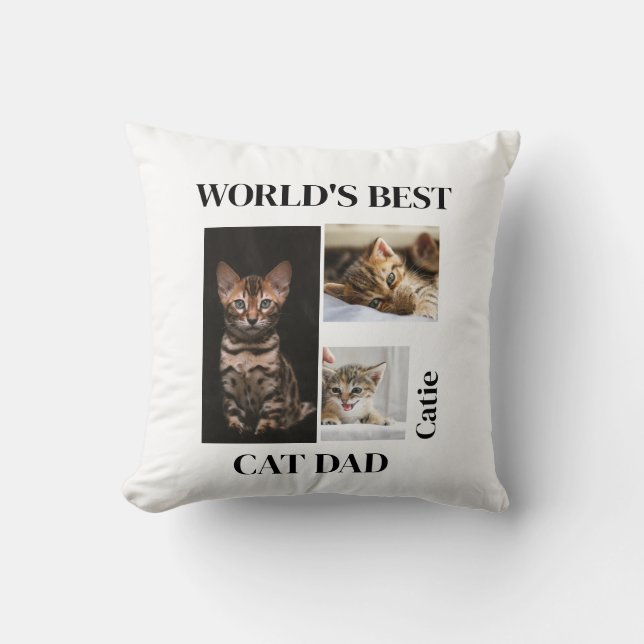 Världens Bästa Kattpappa Anpassad Namn Present Kudde (Framsida)