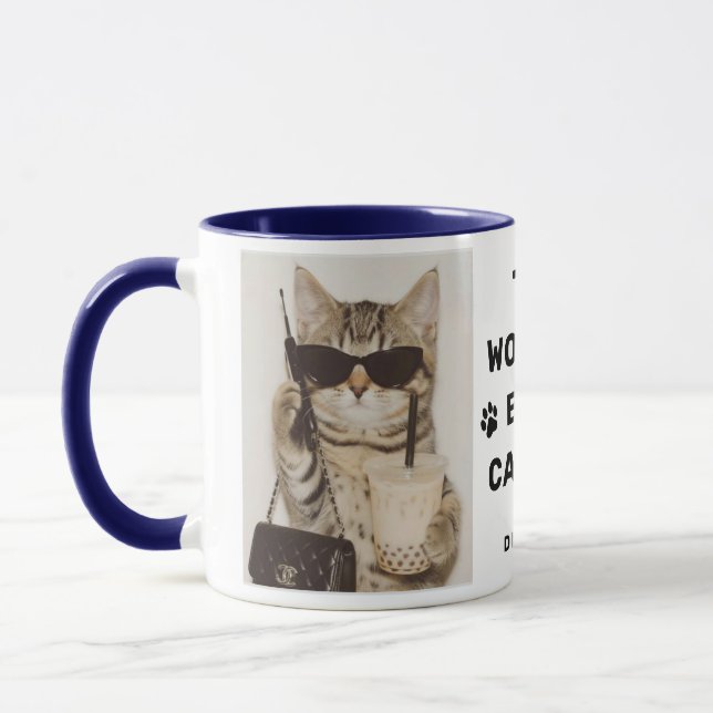 Världens Bästa Kattpappa Foto Marinblå Mugg (Vänster)