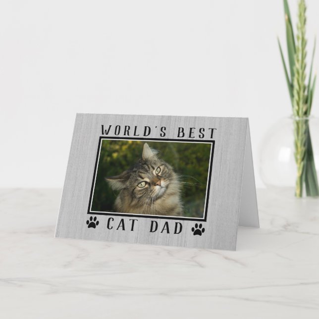 Världens Bästa Kattpappa Foto Rustik Fars Dag Kort (Framsida)