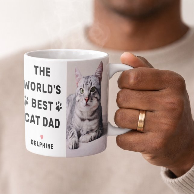 Världens Bästa Kattpappa Foto Svart Kaffemugg (Skapare uppladdad)
