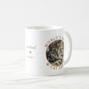 Världens Bästa Kattpappa Guld Personlig Namn Foto Kaffemugg
