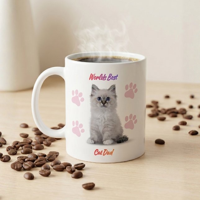 Världens Bästa Kattpappa Husdjur Foto Kaffe Kaffemugg (Skapare uppladdad)