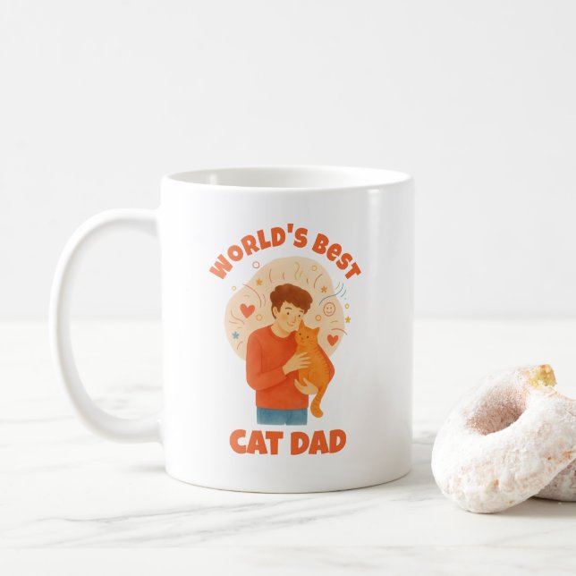 Världens Bästa Kattpappa Vattenfärgskustomiserad F Kaffemugg (Med munk)