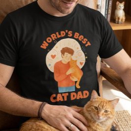 Världens Bästa Kattpappa Vattenfärgskustomiserad F T Shirt