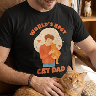 Världens Bästa Kattpappa Vattenfärgskustomiserad F T Shirt