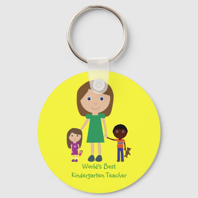 Världens bästa Kindergarten Lärare Cute Tecknad Nyckelring (Framsida)