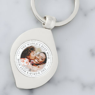 Världens bästa klassiska Mamma-foto Swirl Silverfärgad Nyckelring