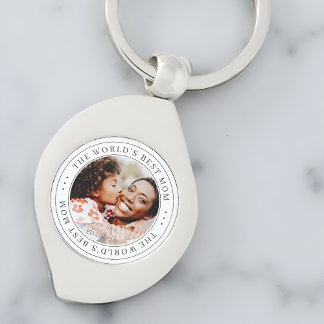 Världens bästa klassiska Mamma-foto Swirl Silverfärgad Nyckelring