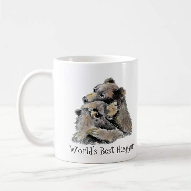 Världens bästa Kramare-Roligt Bear Hug-citat Kaffemugg (Vänster)