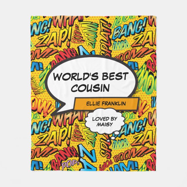 Världens Bästa Kusin Retro Rolig Serietidning Fleecefilt (Framsidan)
