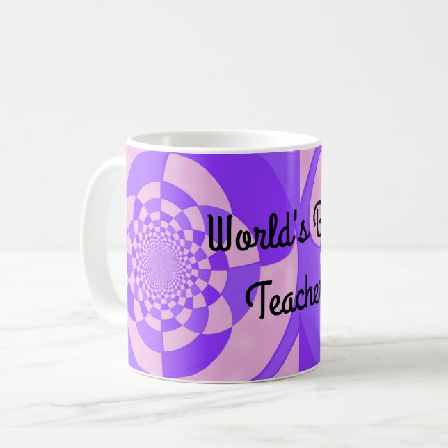 Världens Bästa Lärar Fraktal Design Kaffemugg (Framsida vänster)