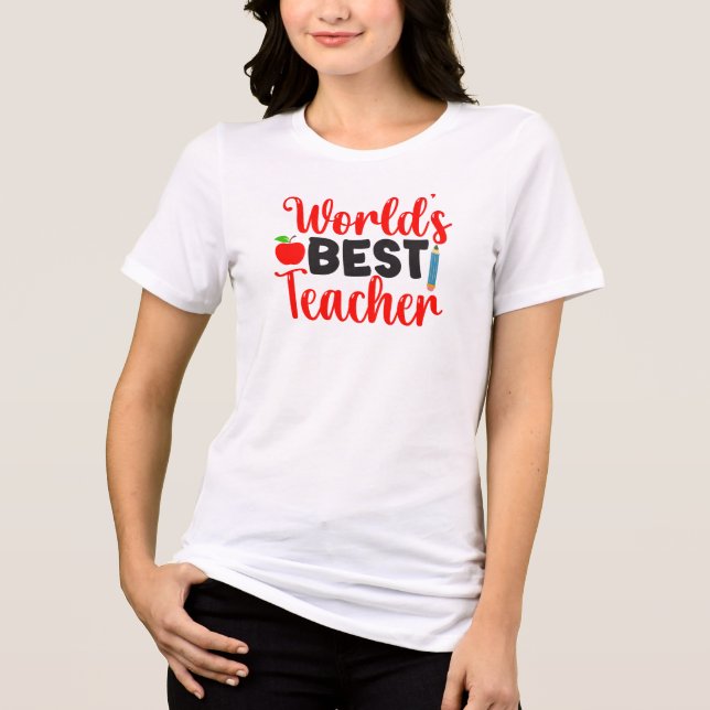 Världens Bästa Lärare Äpple Skolpresent T Shirt (Framsida)