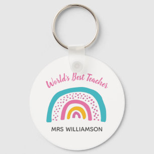 Världens bästa lärare Bright Rainbow Nyckelring