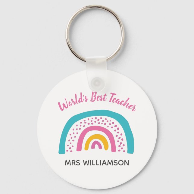 Världens bästa lärare Bright Rainbow Nyckelring (Framsida)