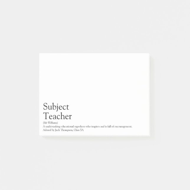 Världens Bästa Lärare Definition Post-it Block (Framsida)