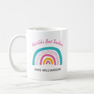 Världens Bästa Lärare Ljus Regnbåge Kaffemugg