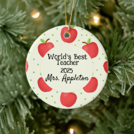 Världens bästa lärare med Apple Accents-anpassning Julgransprydnad Keramik