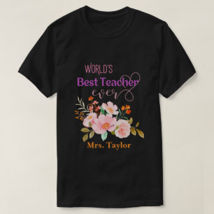 Världens bästa lärare någonsin Blommig Personlig T Shirt