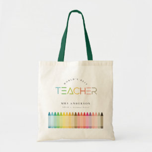 Världens bästa lärare Rainbow Crayon Färg Gift Tygkasse