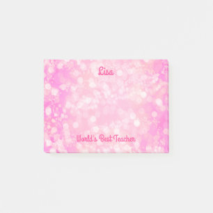 Världens bästa lärare Rosa Bokeh Post-it Block