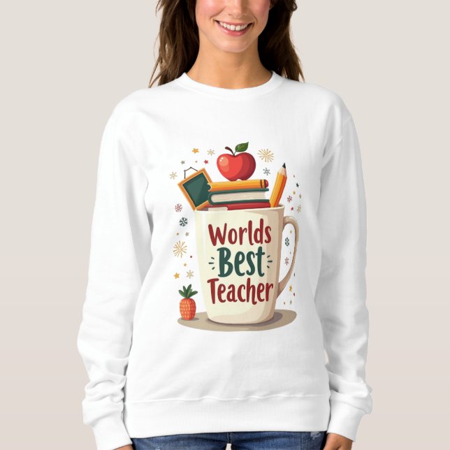 Världens Bästa Lärare Söt Färgrik T Shirt (Framsida)