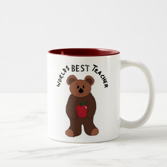 Världens Bästa Lärare Teddybjörn Två-Tonad Mugg (Höger)
