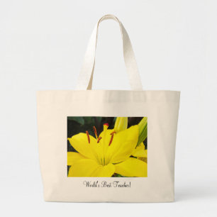 Världens bästa lärare! Tote bags Gult Lilies Jumbo Tygkasse