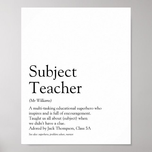 Världens Bästa Lärares Definition Poster (Framsidan)
