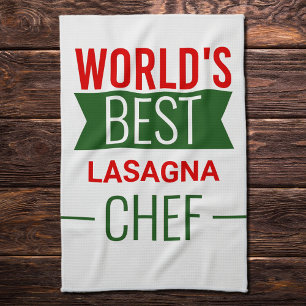 Världens bästa Lasagna Chef - röd vit grönt Kökshandduk