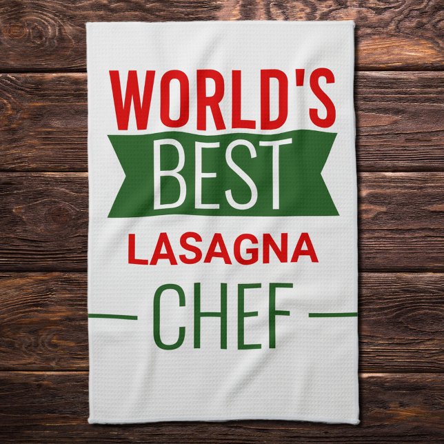 Världens bästa Lasagna Chef - röd vit grönt Kökshandduk (Skapare uppladdad)
