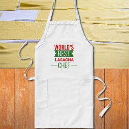 Världens bästa Lasagna Chef - röd vit grönt Långt Förkläde