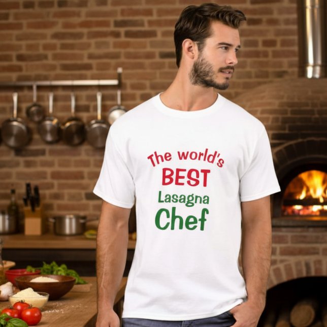 Världens bästa lasagne-kock   -  röd vit grön t shirt (Skapare uppladdad)