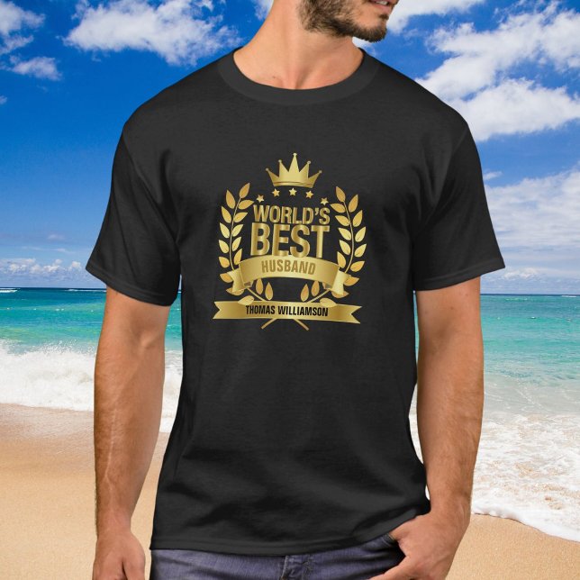Världens Bästa Make 5 Guldstjärnor T Shirt (World's Best Husband 5 Gold Stars T-Shirt)
