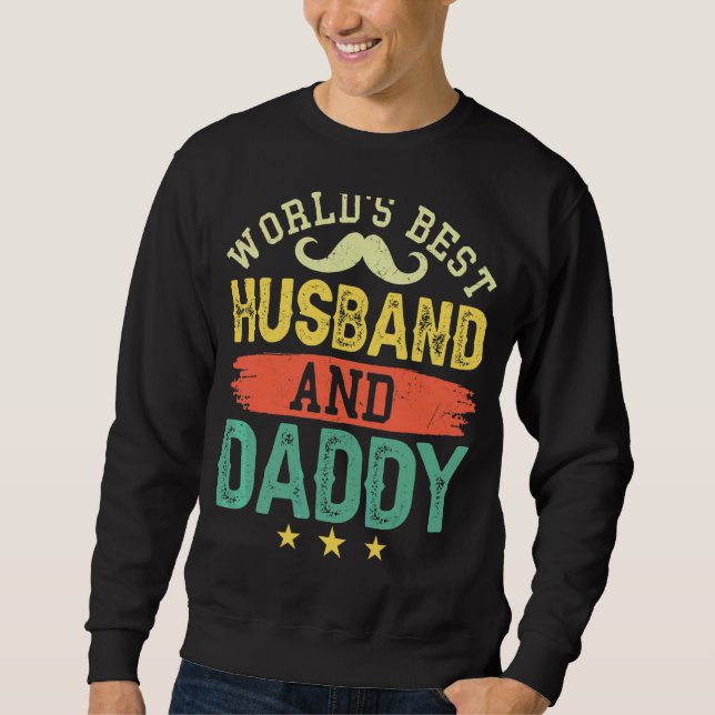 Världens bästa Make och pappa lycklig Fars dag Lång Ärmad Tröja (Framsida)