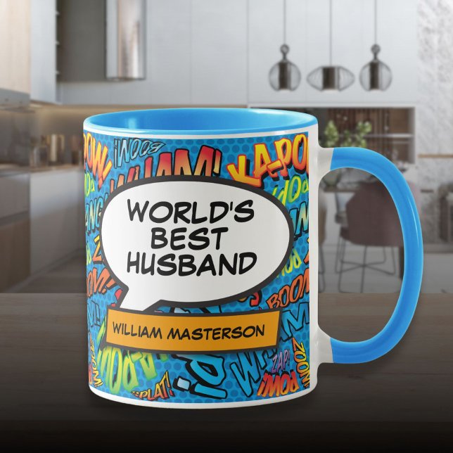 Världens Bästa Make Rolig Personlig Namn Mugg (World's Best Husband Fun Personalised Name Mug)