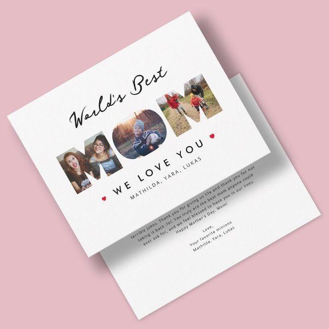 Världens Bästa Mamma 3 Foto Collage Roligt Brev Kort (Skapare uppladdad)