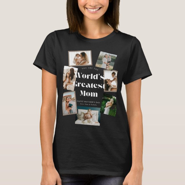 Världens Bästa Mamma 7 Foto Collage T Shirt (Framsida)