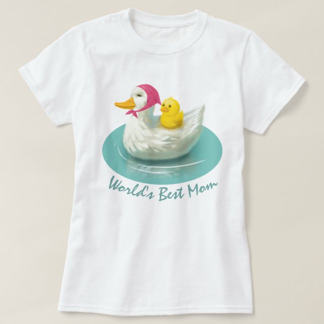 Världens bästa Mamma - Anka Mamma och Baby T-Shirt (Design framsida)