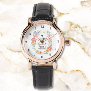 Världens Bästa Mamma Anpassad Citat Färgrik Blomma Armbandsur