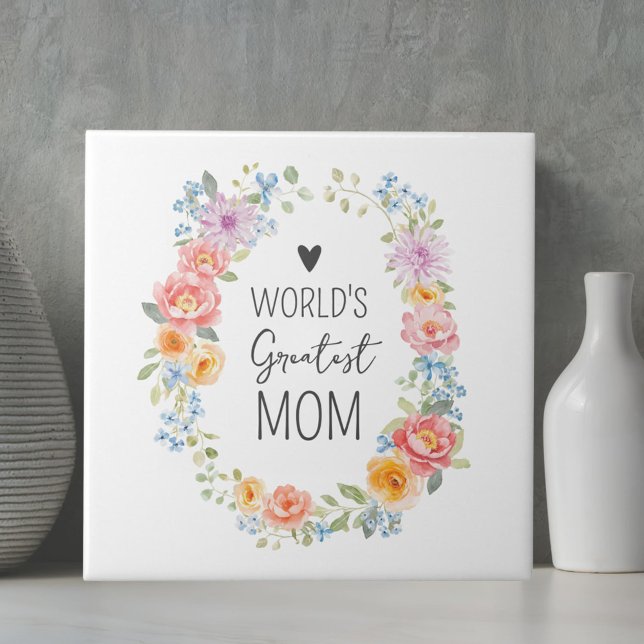 Världens Bästa Mamma Anpassad Citat Färgrik Blomma Kakelplatta (Skapare uppladdad)