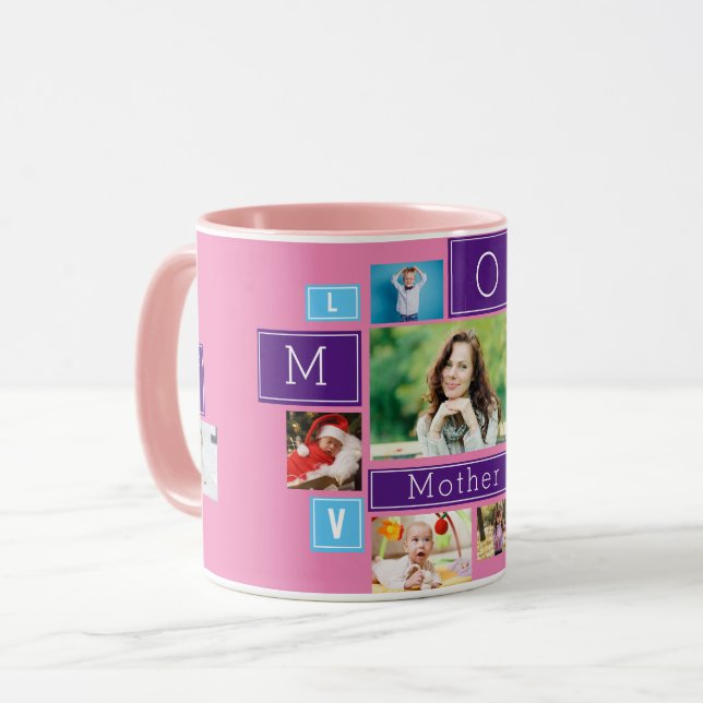 Världens Bästa Mamma Anpassad Fotokollage Kaffe Mu Mugg (Framsida vänster)