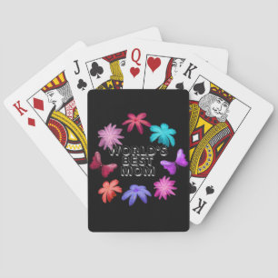 Världens Bästa Mamma Blommig Fjärilskrans Söt Moth Casinokort